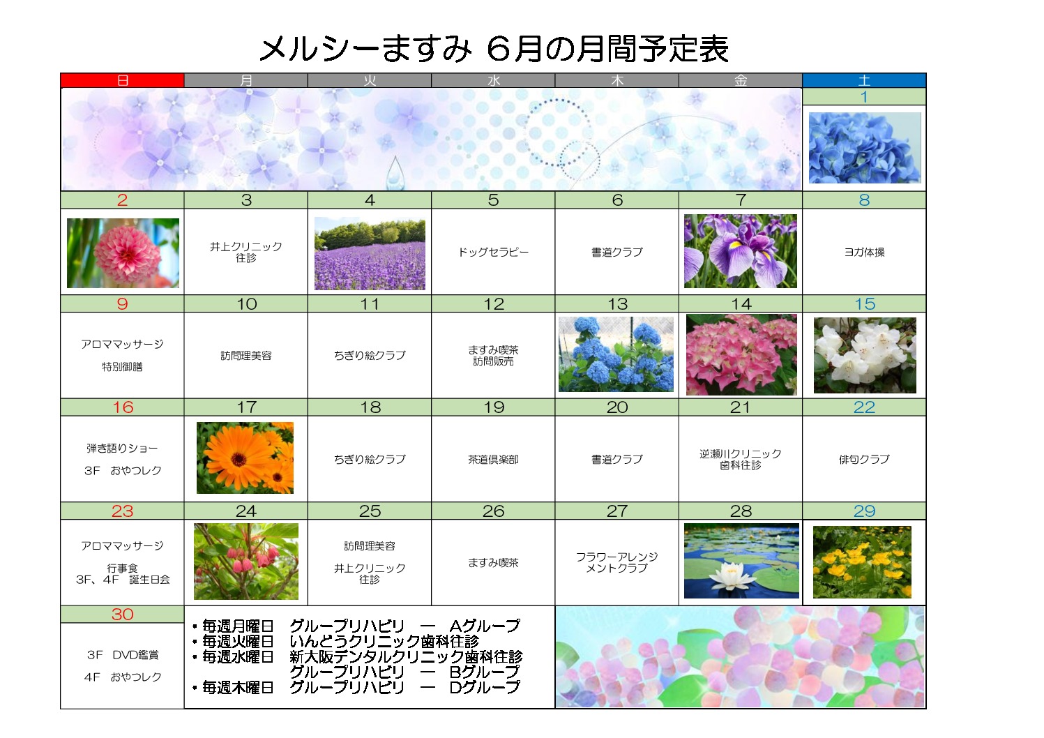 平成31年6月月間予定表のサムネイル